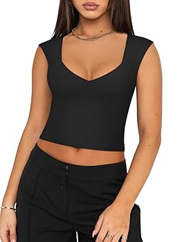 REORIA Women's Summer Sexy Casual V Neck Double Lined